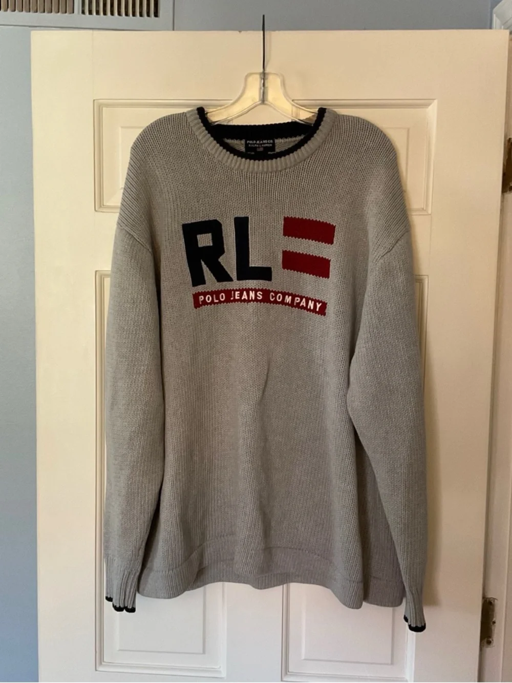 VTG Ralph Lauren Polo Jeans Co. Flag Sweater Mens Size L Americana‎ USA Heritage